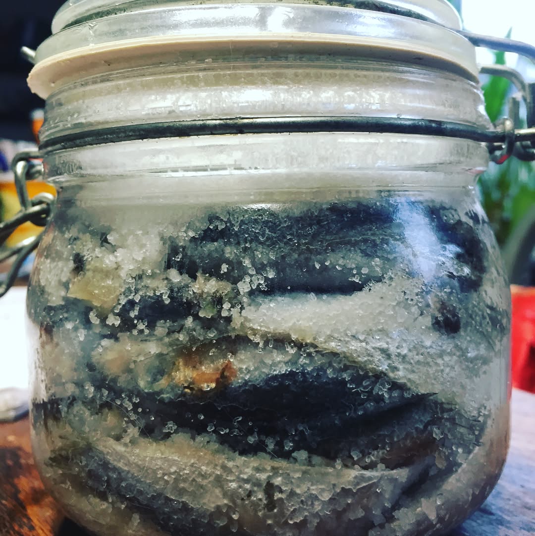 Korean fermented fish (Jeong-eo-ri jeotgal).