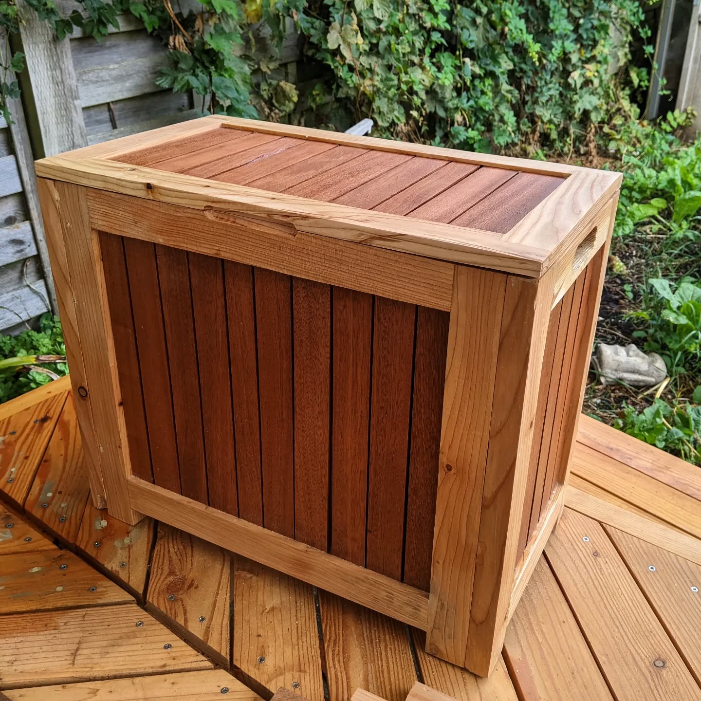 Been resuming the woodwork stuff over the summer. This was one of the more complex pieces, larch and sapele laundry basket.