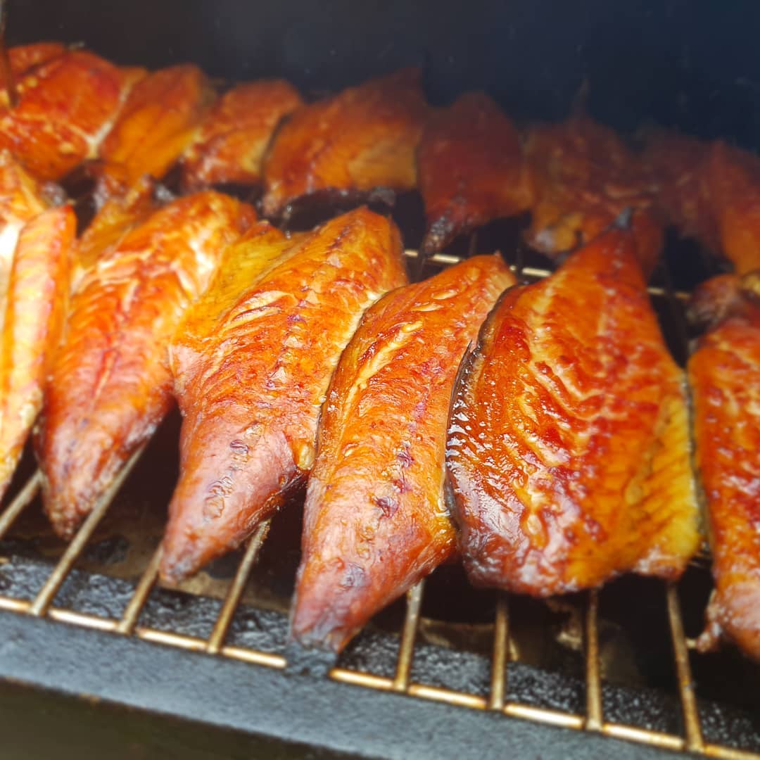 Cured and fruit wood smoked mackerel fillets fresh from the sea today. Thanks Sean!